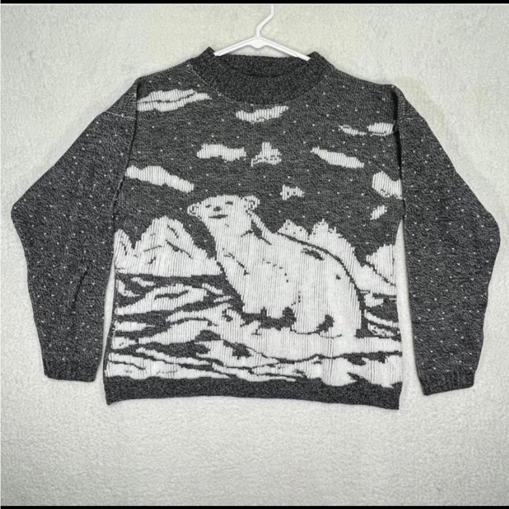 Vintage 1980’s Burlington Knit Polar Bear Women Sweater Size Medium USA Made